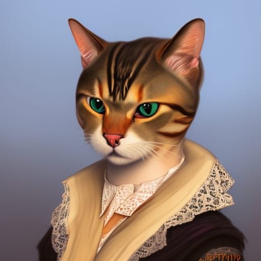 Cat in German Clothing: Hyperdetailed Portrait