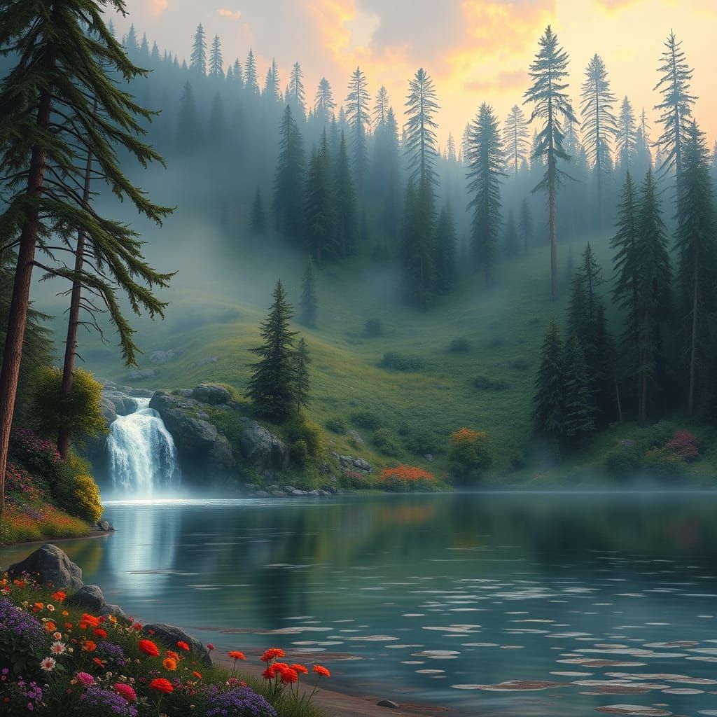 Idyllic Lake Landscape at Dusk