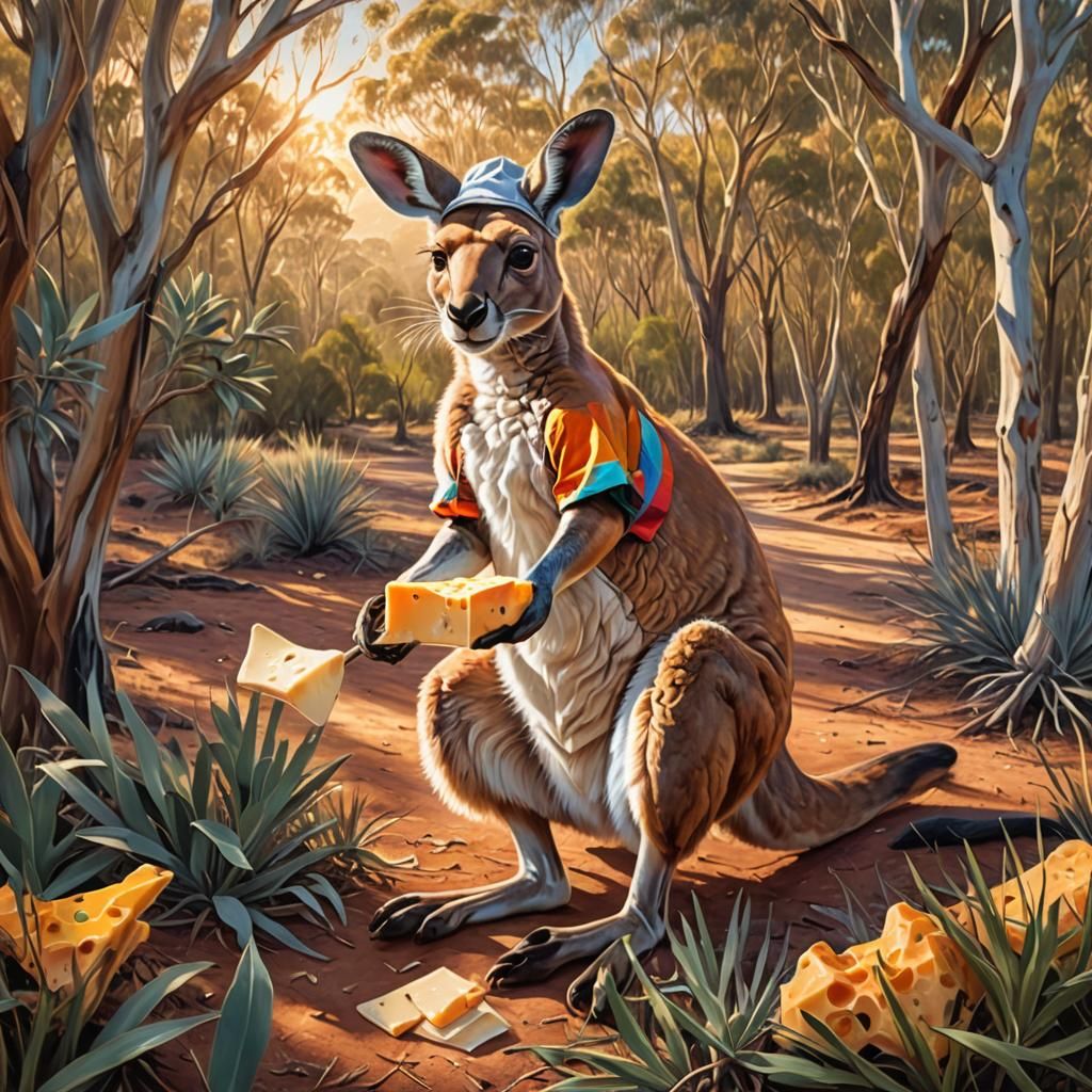 Kangaroo Chef with Cheese: Fantastical Outback Art