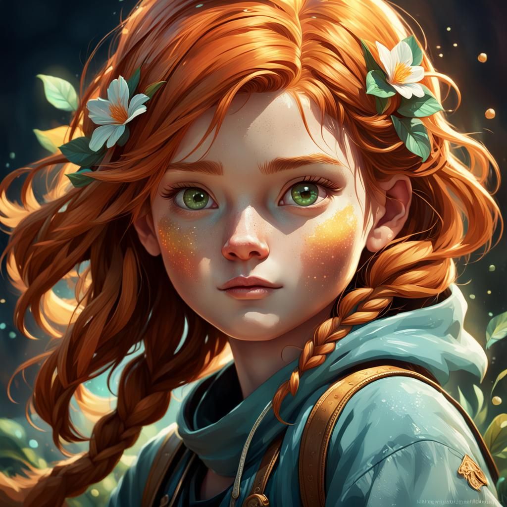 Hyperdetailed Portrait of a Cute Ginger Girl