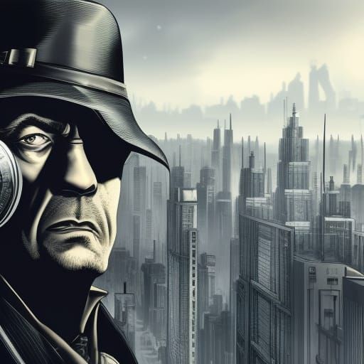 Noir Detective Office Scene in Sin City Style