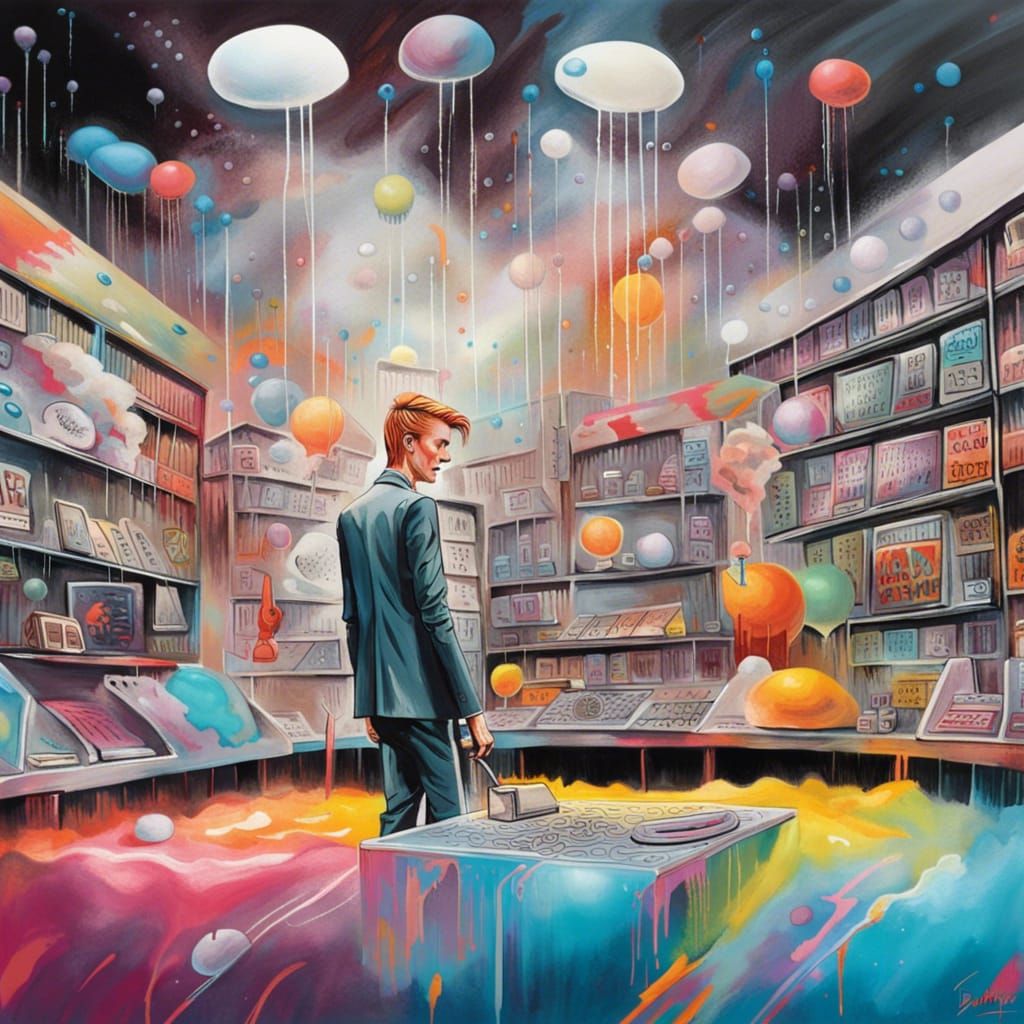 David Bowie in a Floating Futuristic Record Store