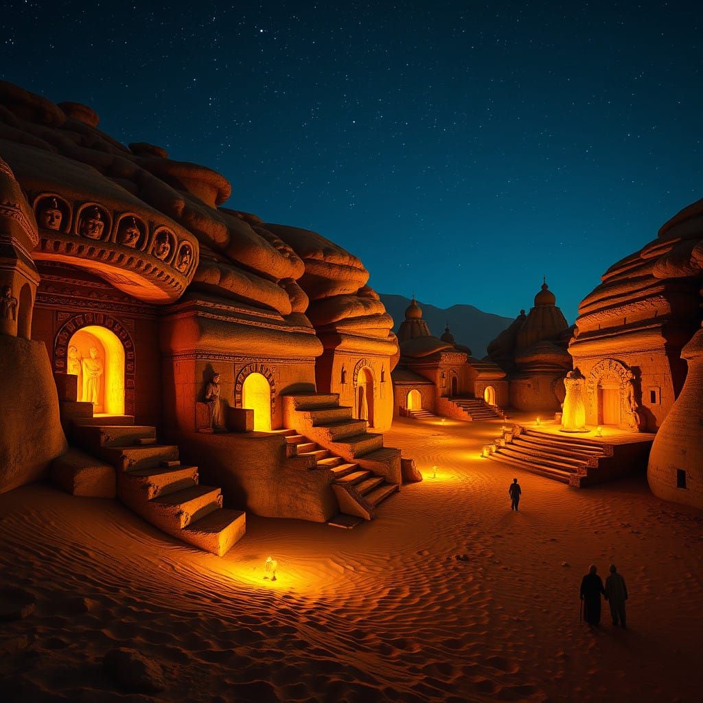 Luminous Ethiopian Rock-Hewn Churches in a Golden Desert Oas...