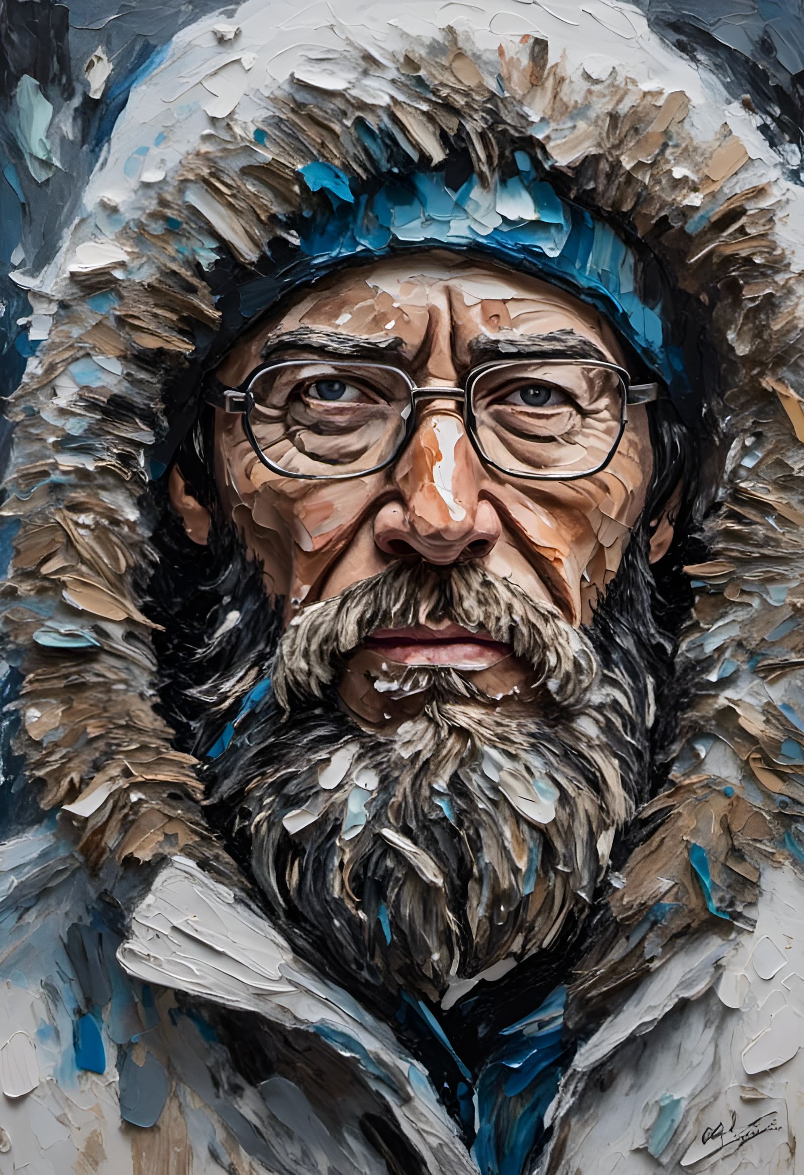 Polar Explorer Portrait in Impasto Style