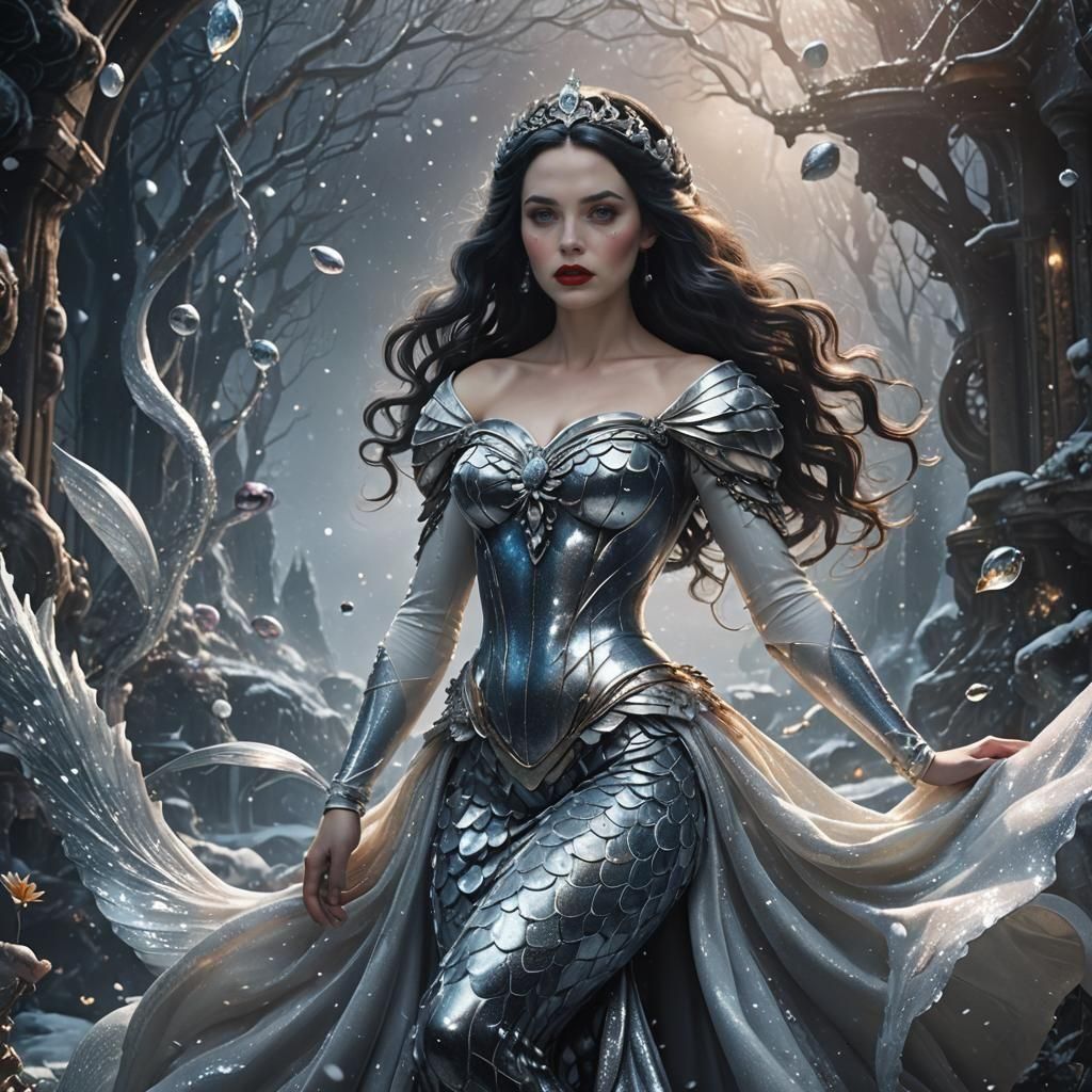 Snow White as Space Mermaid with Silver Sparkles