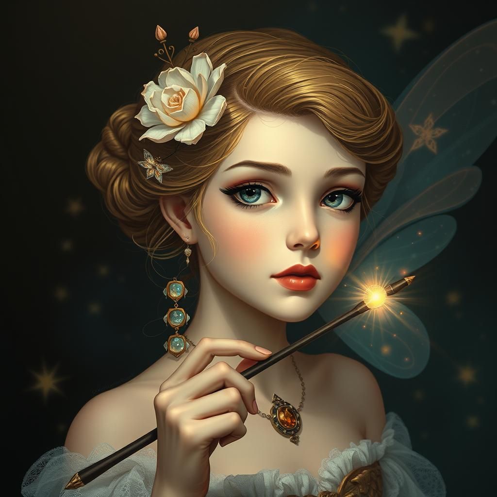 Dreamy Fairy Portrait in Digital Illustration Style