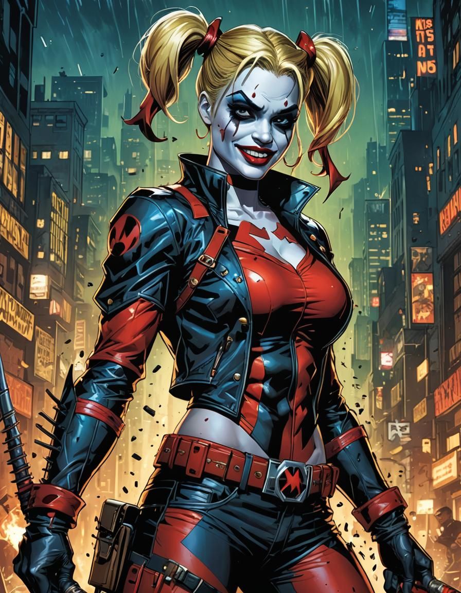 Harley Quinn as Wolverine in Comic Art