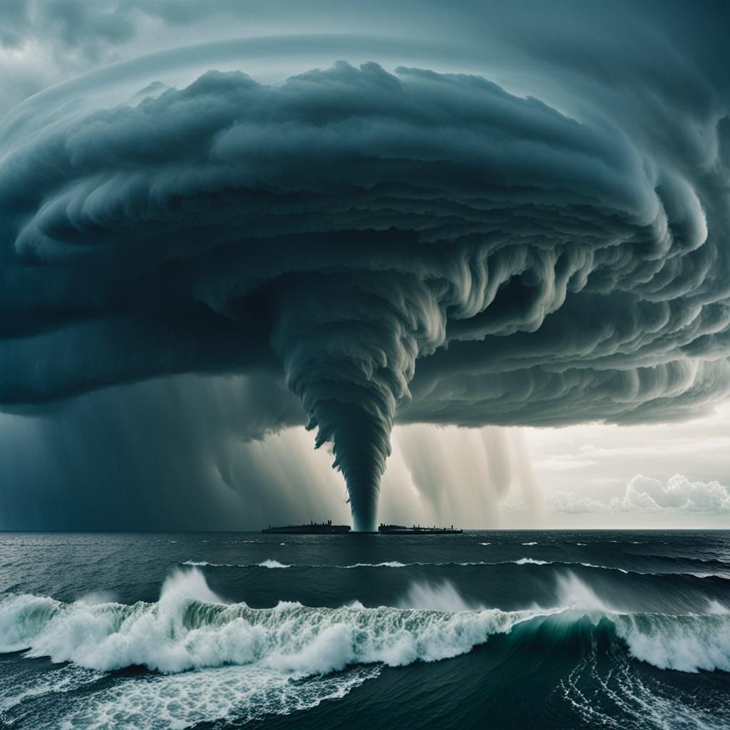 Gigantic Tornado Rises from the Ocean: Cinematic Still