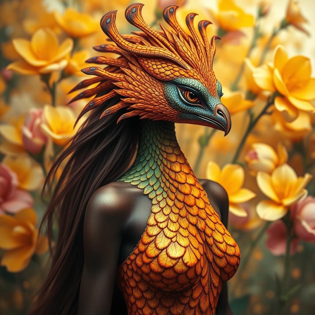 Dragon Peacock Woman Portrait in Fauvist Style