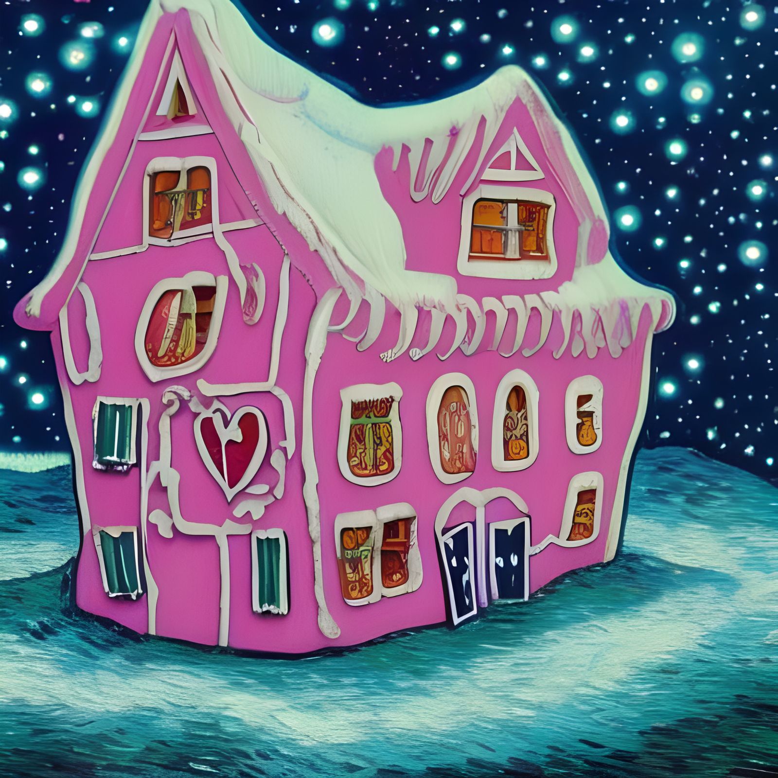 ginger spent her bread on a cookie pink house #ice-ing ✨