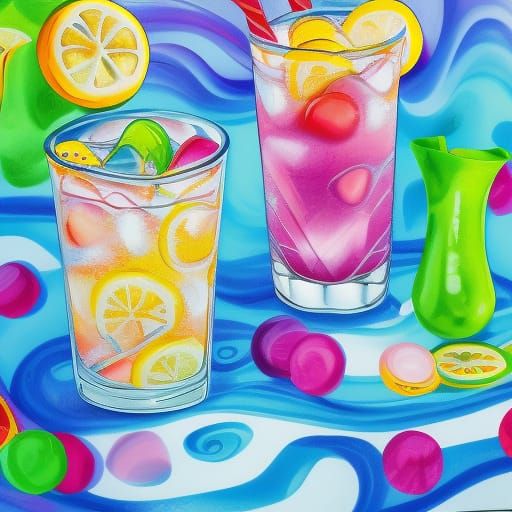 Iced Lemonade in a Gouache Candyland Wonderland