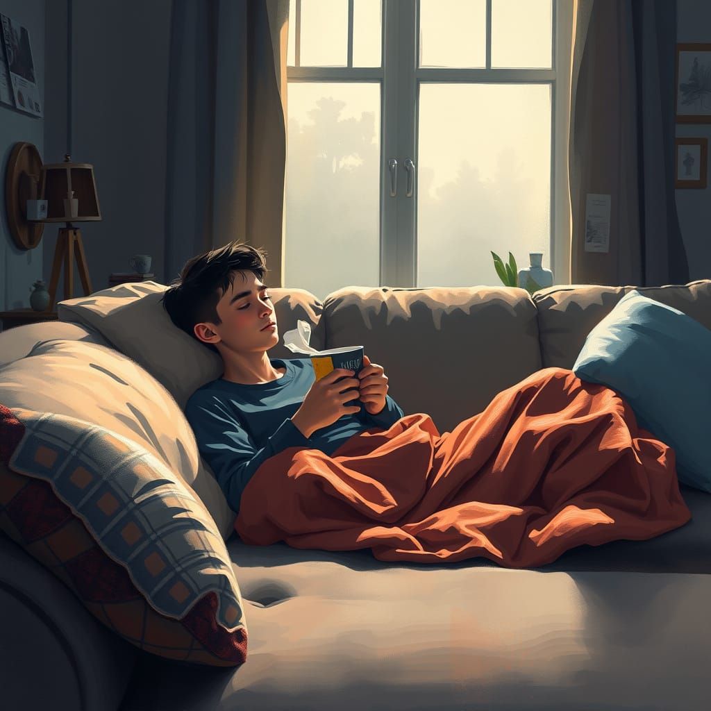 Cozy Morning in a Warm, Atmospheric Living Room
