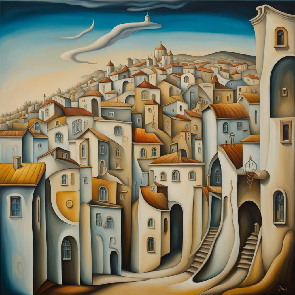 Surreal Townscape in Salvador Dali Style