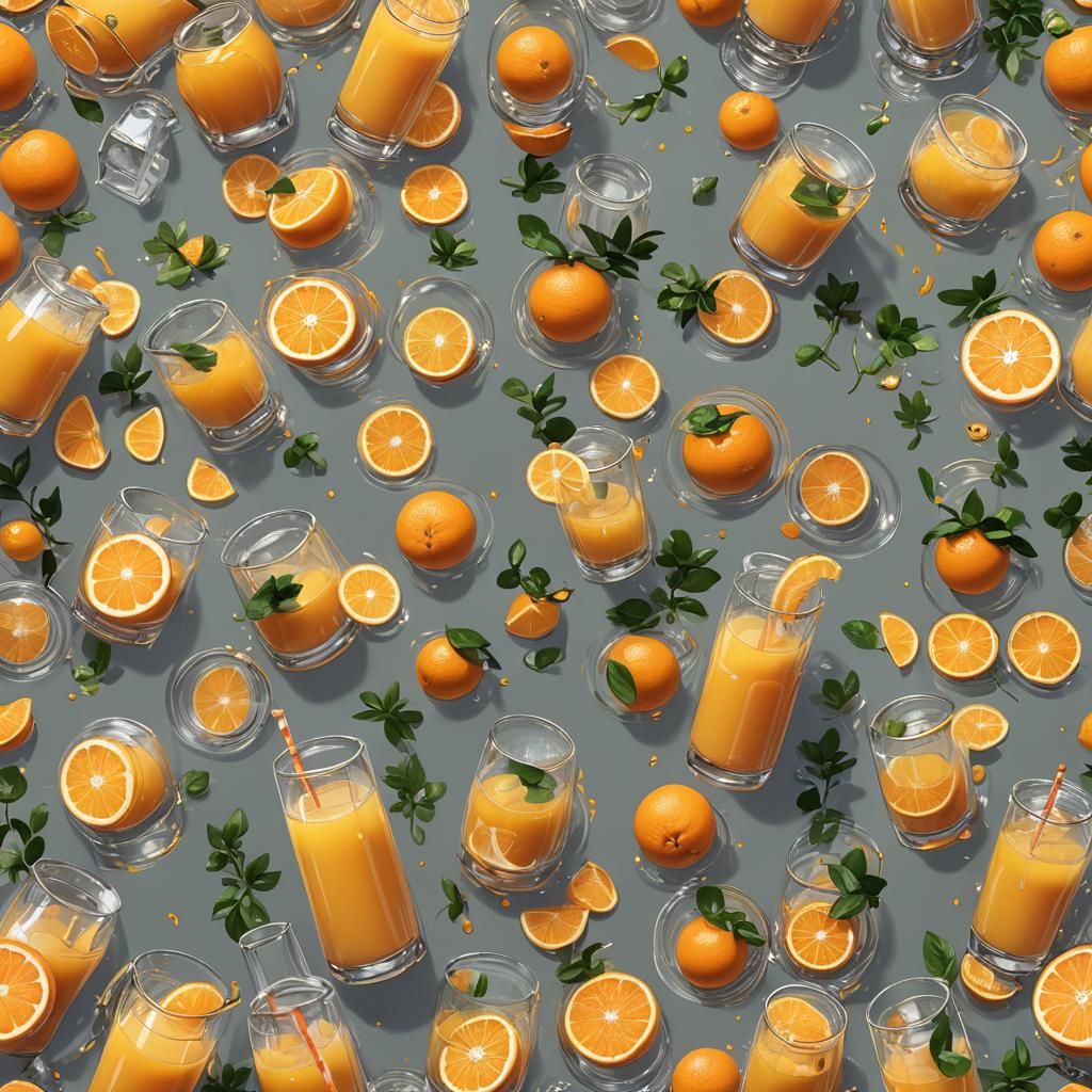 Vibrant 3D Anime Orange Juice Art