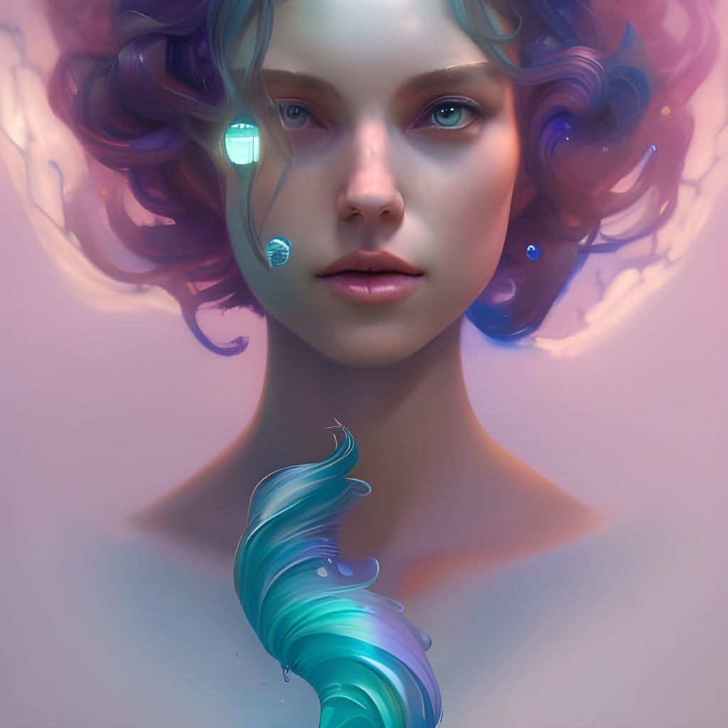 Cosmic Steampunk Mermaid Portrait in Cyberpunk Style
