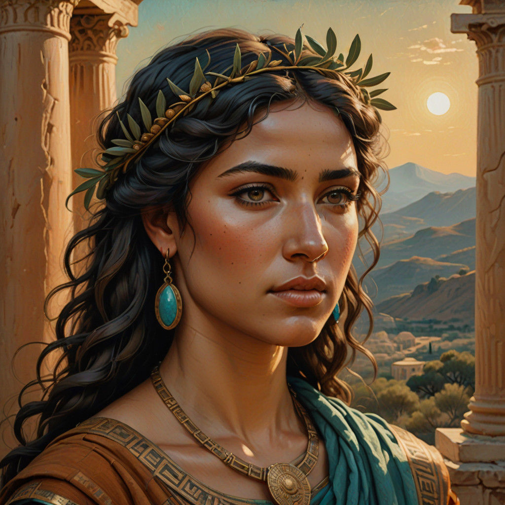 Ancient Hellenistic Portrait of a Trojan Woman