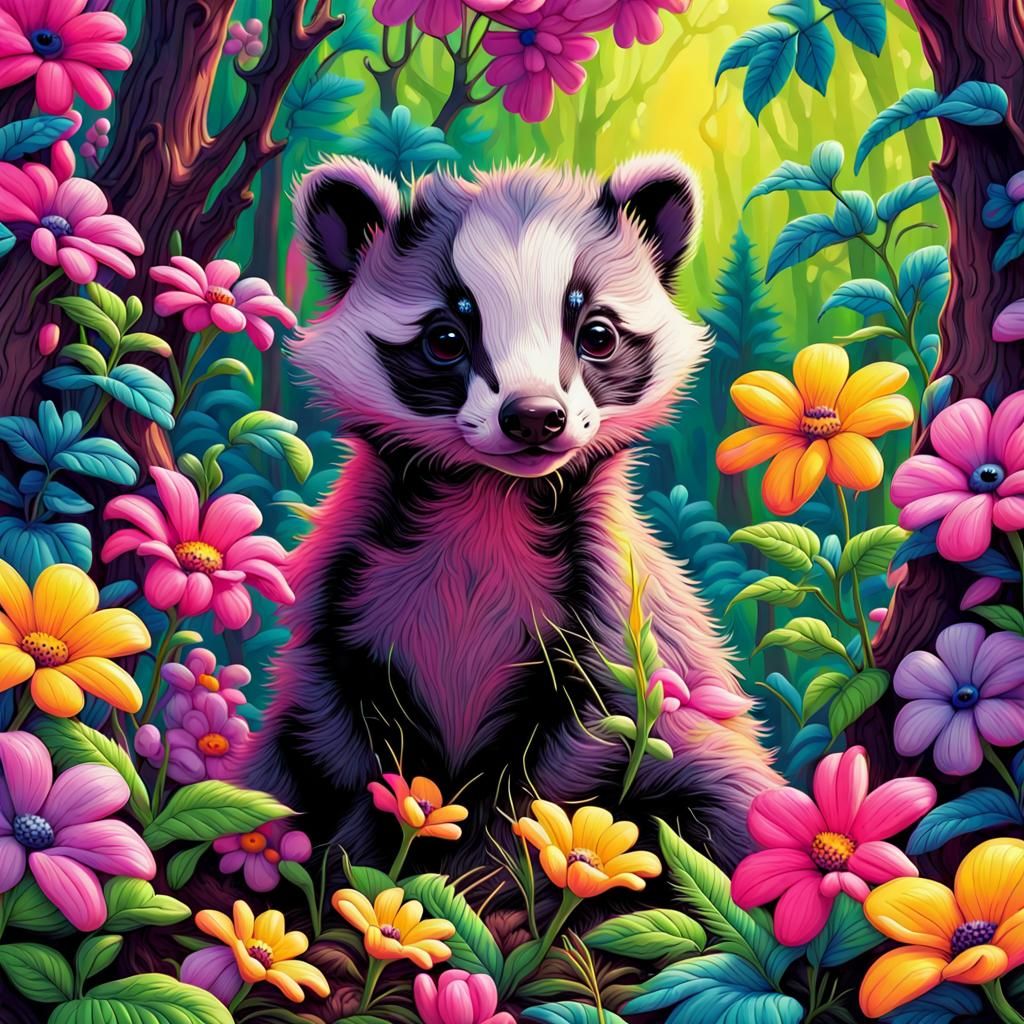 'Flower Jungle Babies Series': Badger ~ Inspired by the art ...