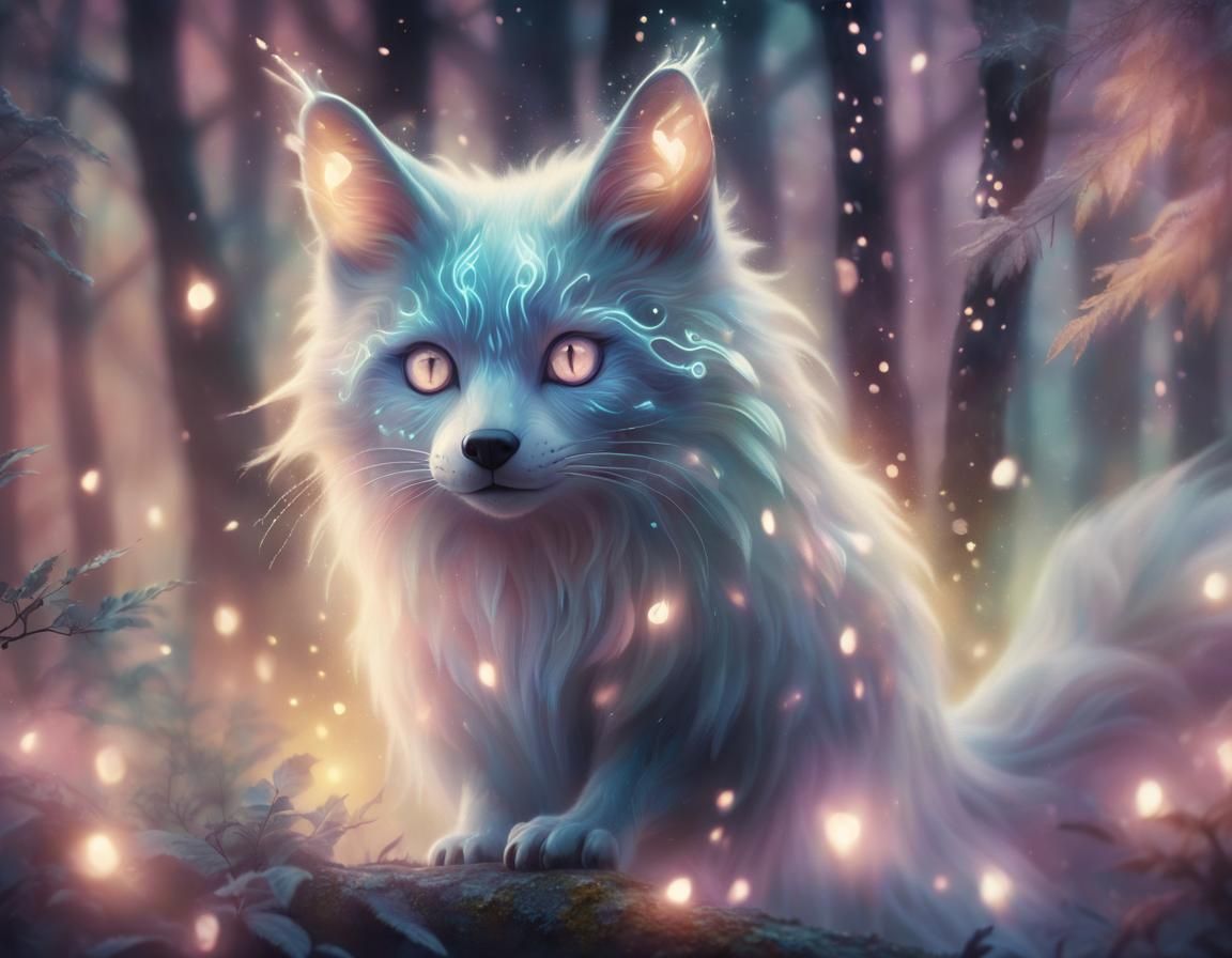 Magical Animal in Mystical Forest: Surrealist Oil Painting