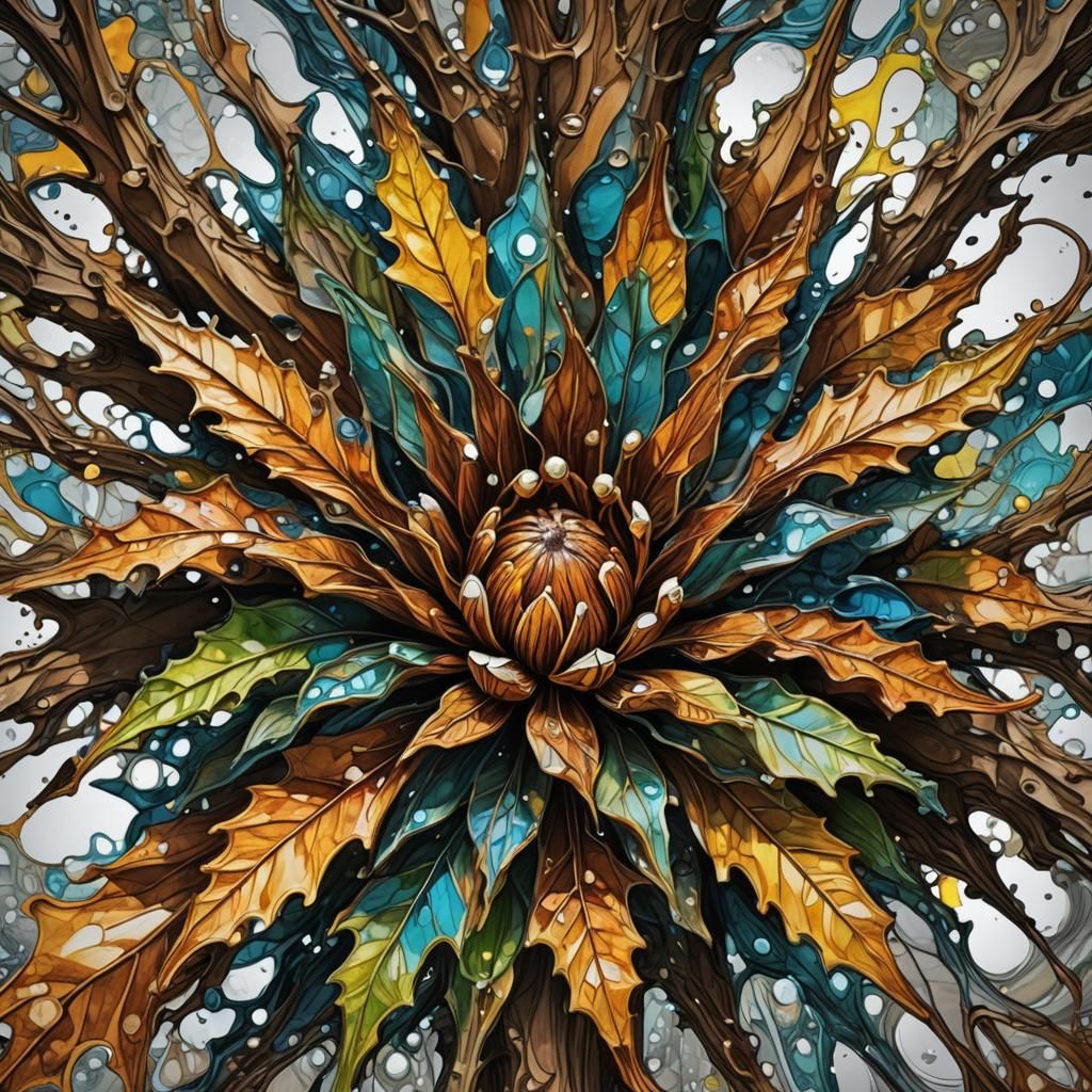 Detailed Trees Coloring Page in Neo-Expressionism Style