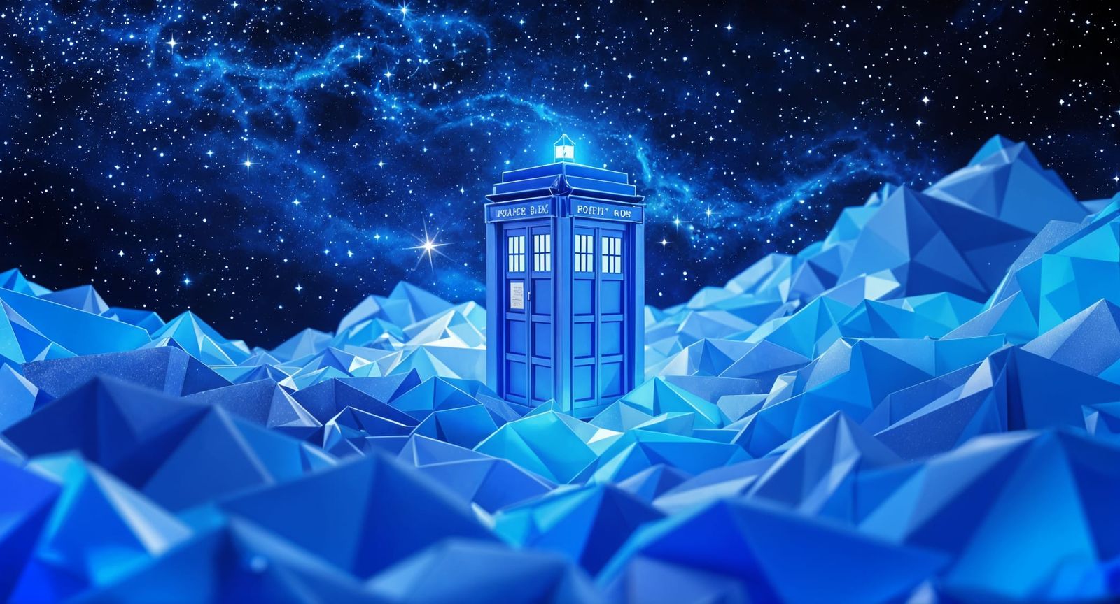 Origami TARDIS Materializes in a Starlit Sky