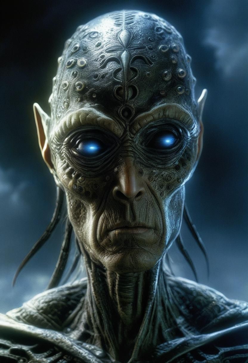 Menacing Alien Portrait in Dark Fantasy Style