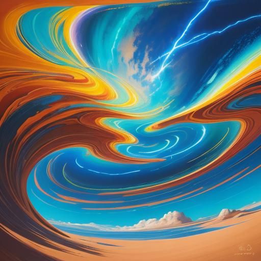 Surreal UFO Landing on Dunes in Oil Painting