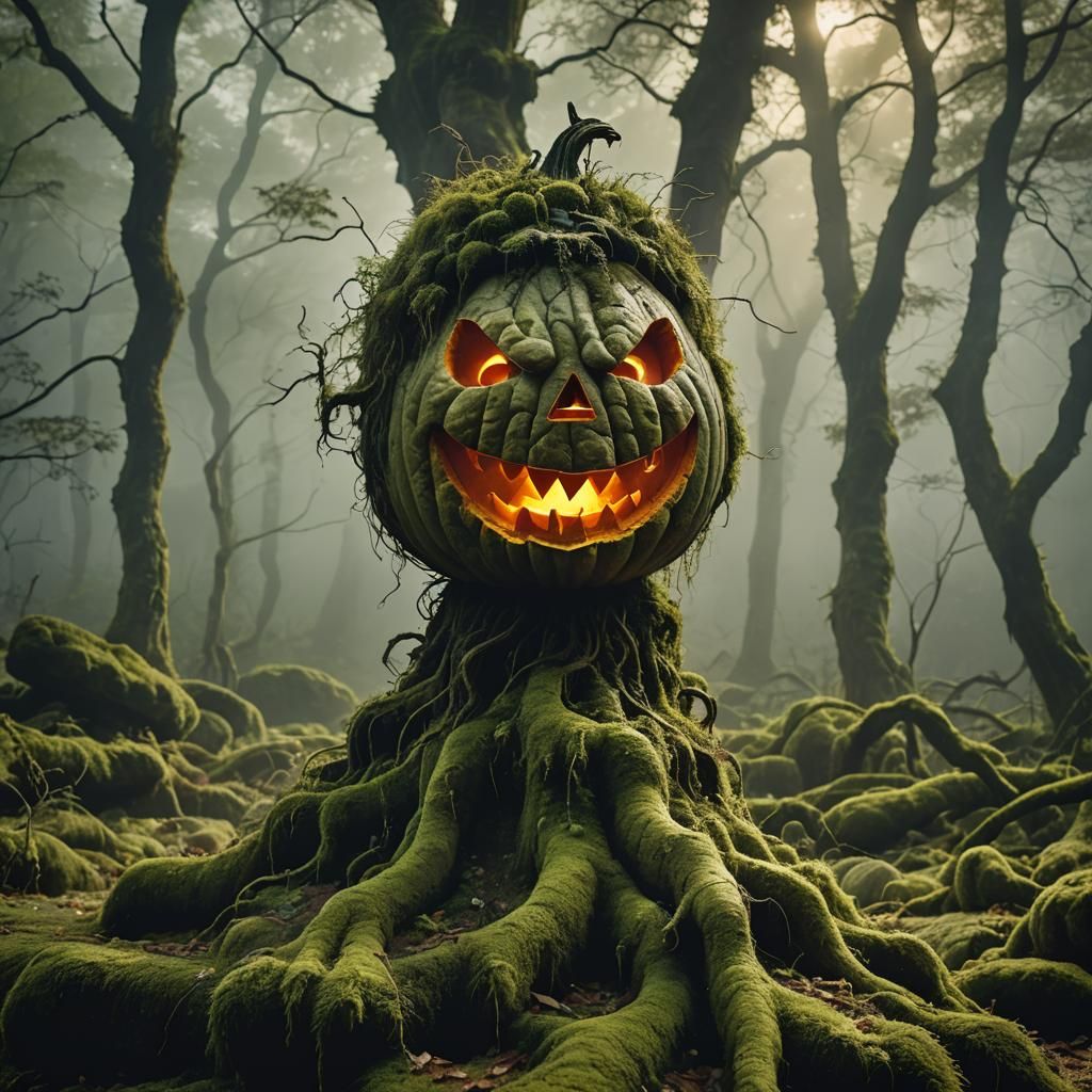 Glowing Jack-o-Lantern in Mystical Setting