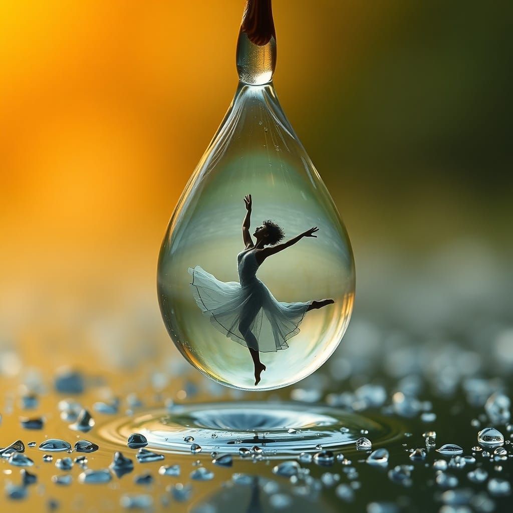 A dancer inside a raindrop