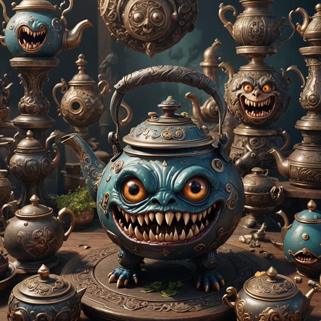 Monster Tea Kettle: Detailed Matte Painting