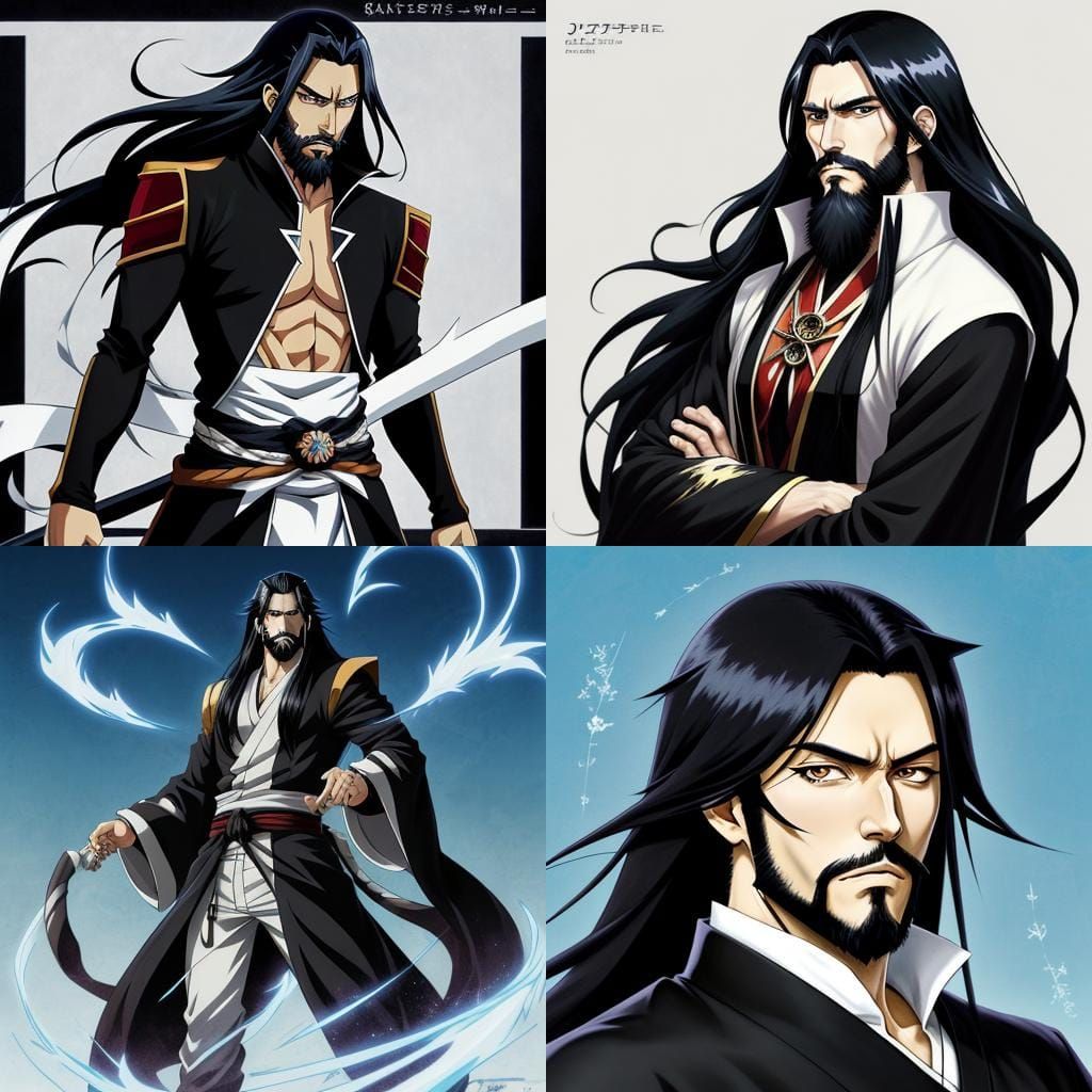 Anime Style Portrait of Man with Beard