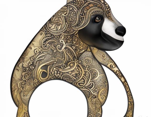 Ursine Howler Monkey with Celtic and Zodiac Elements