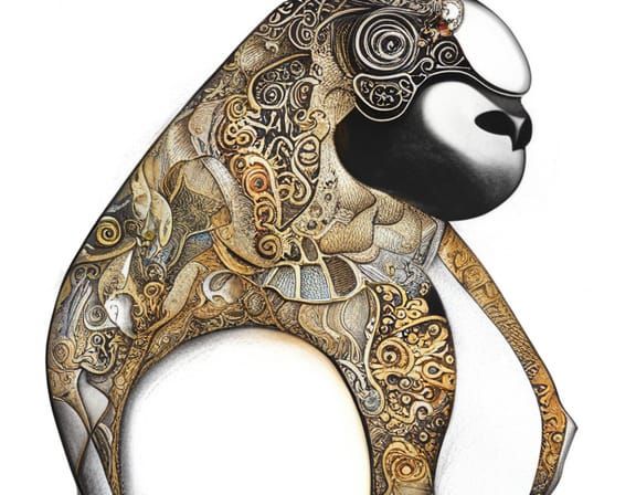 Ursine Howler Monkey with Geometric Celtic Inclusions