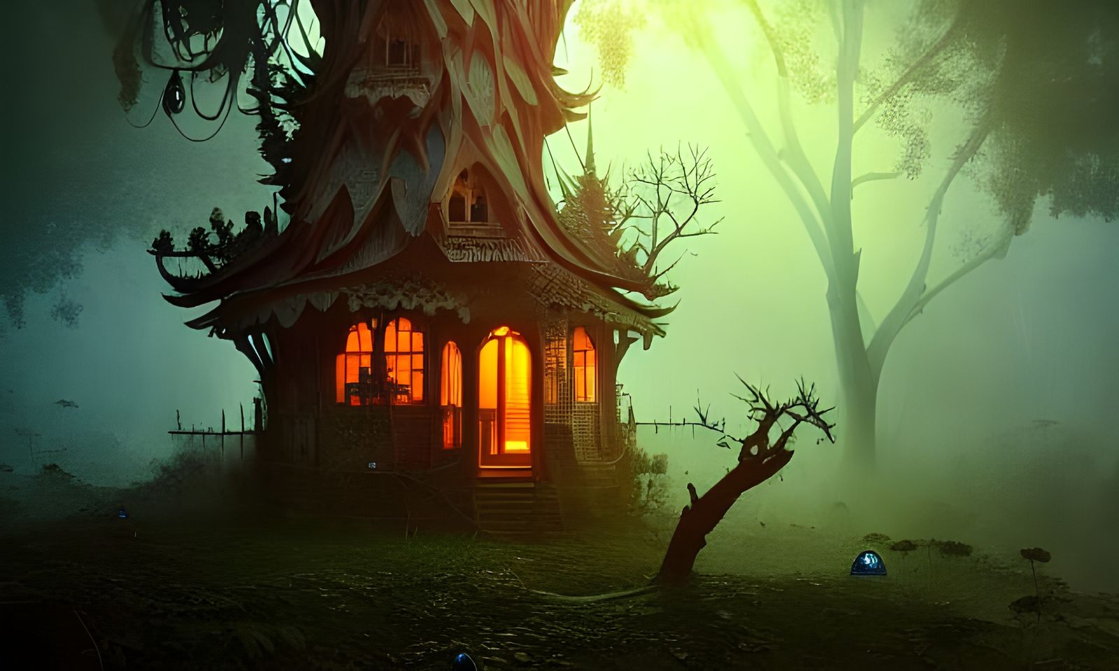 Enigmatic Magician's House Inside a Tree