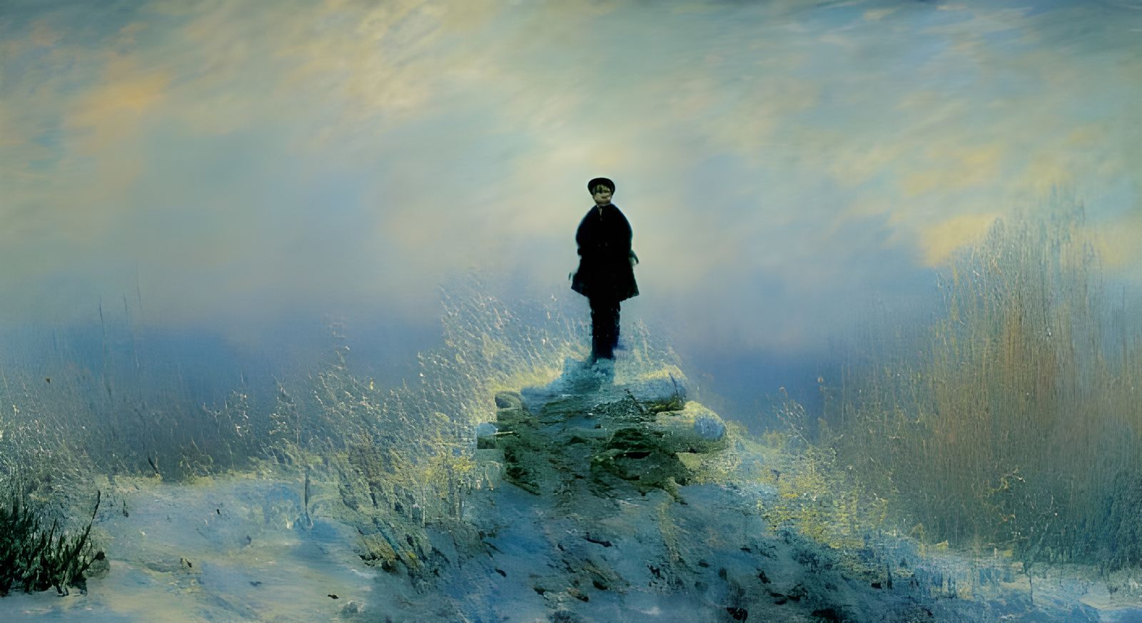 Impressionist Snowflakes in a Winter Landscape