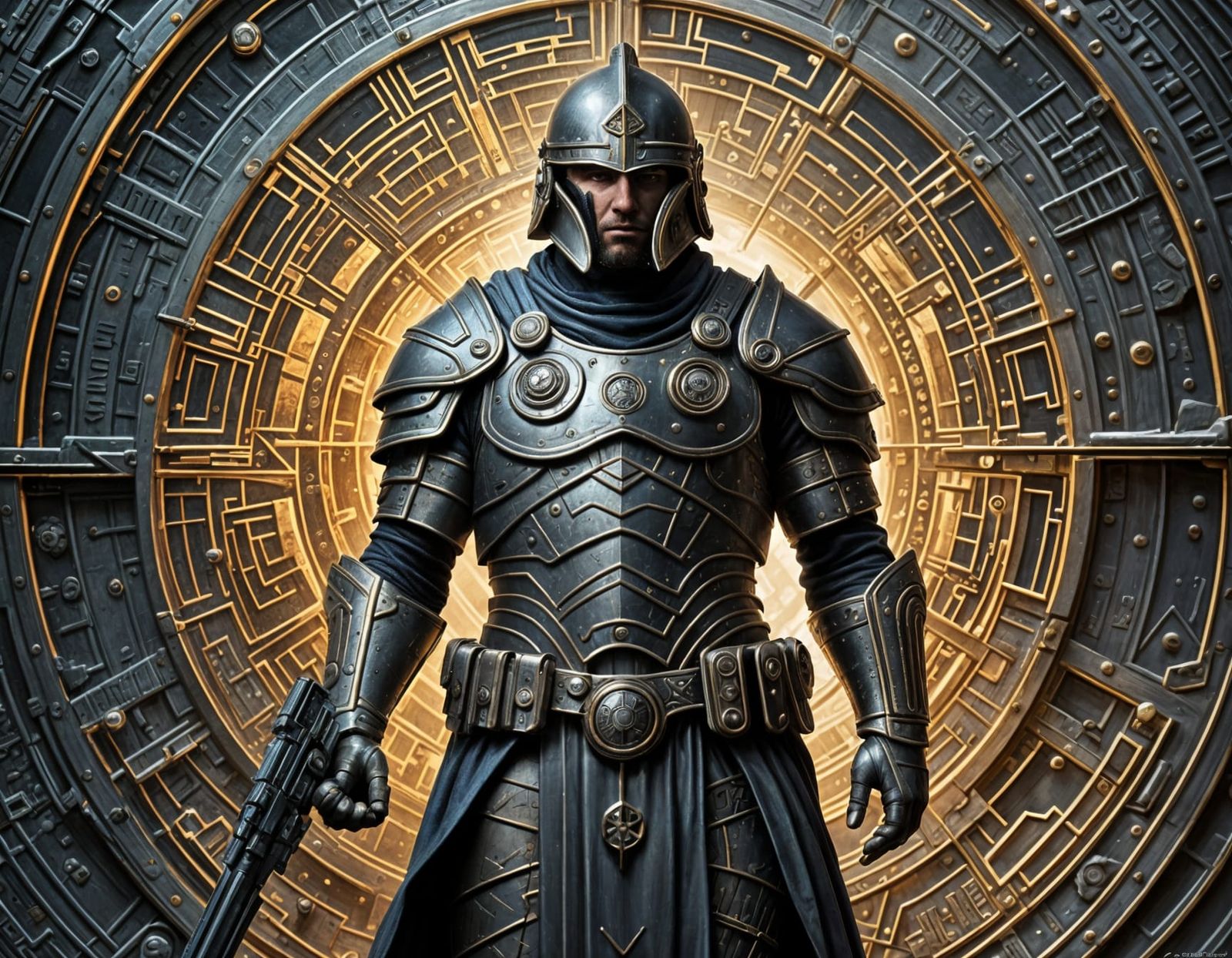 Epic Roman Warrior in a Futuristic Golden Ratio