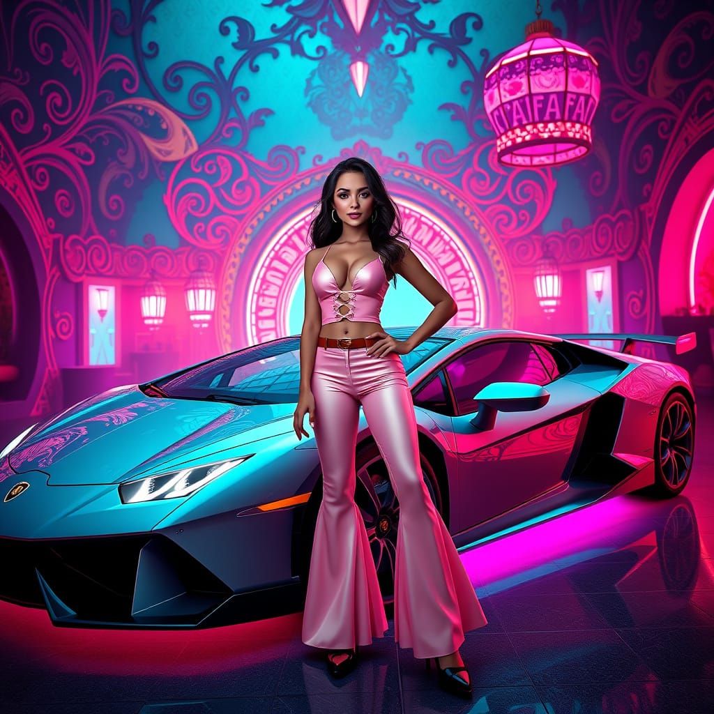 Young Latina Goddess Drives Dream Lamborghini