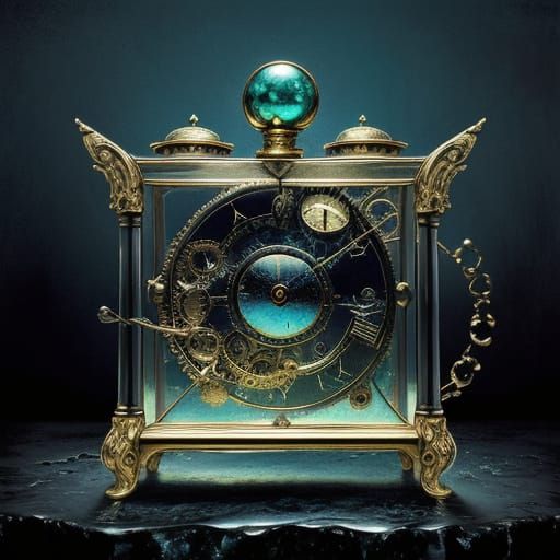 Surreal Gemstone Clock in Dreamlike Dali Style