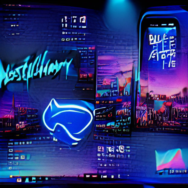 Neon Blue Cyberpunk Cityscape at Night