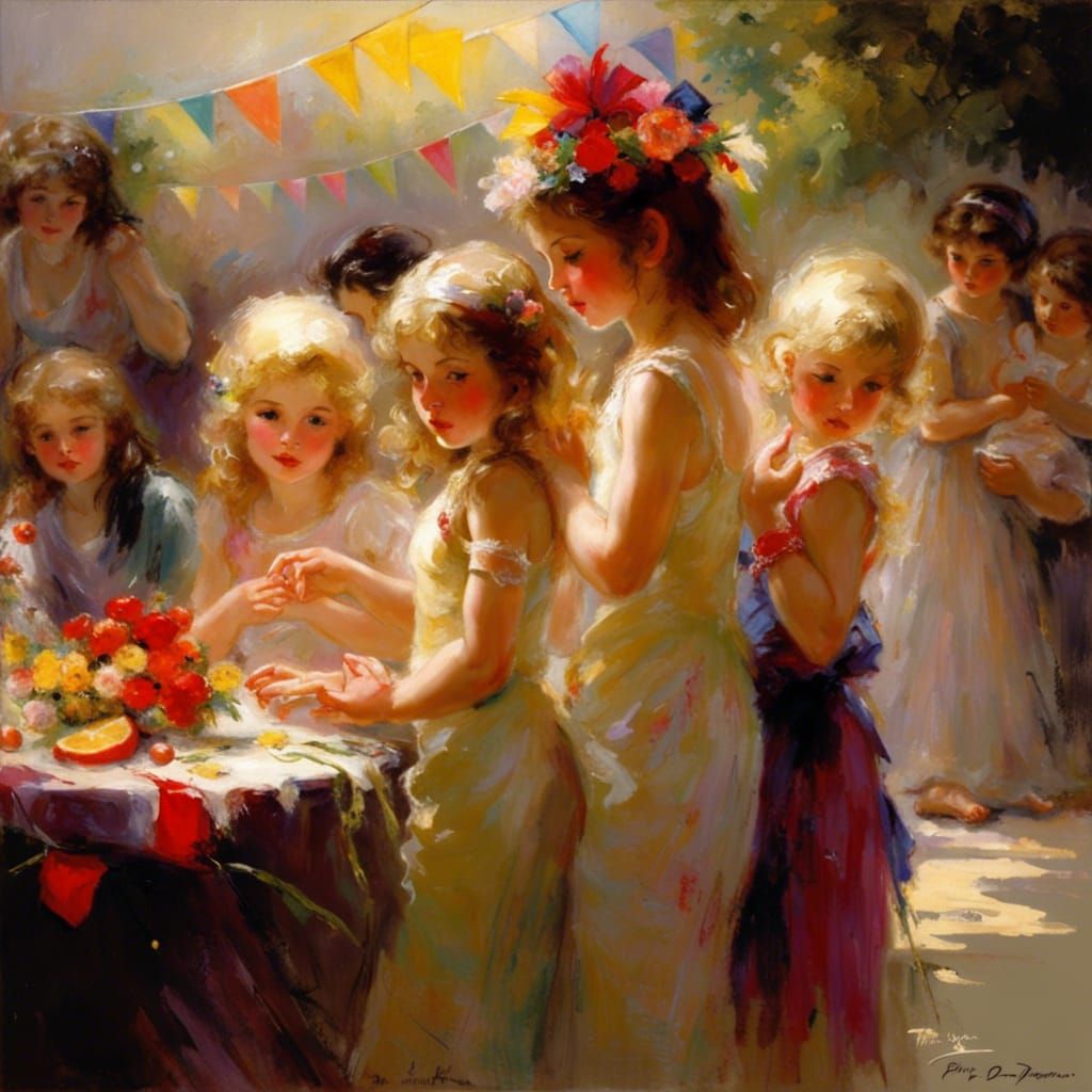 Girls' Birthday Party in Figurative Style