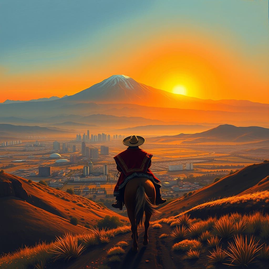 Majestic Chilean Landscape with Andean Mountains and Santiag...