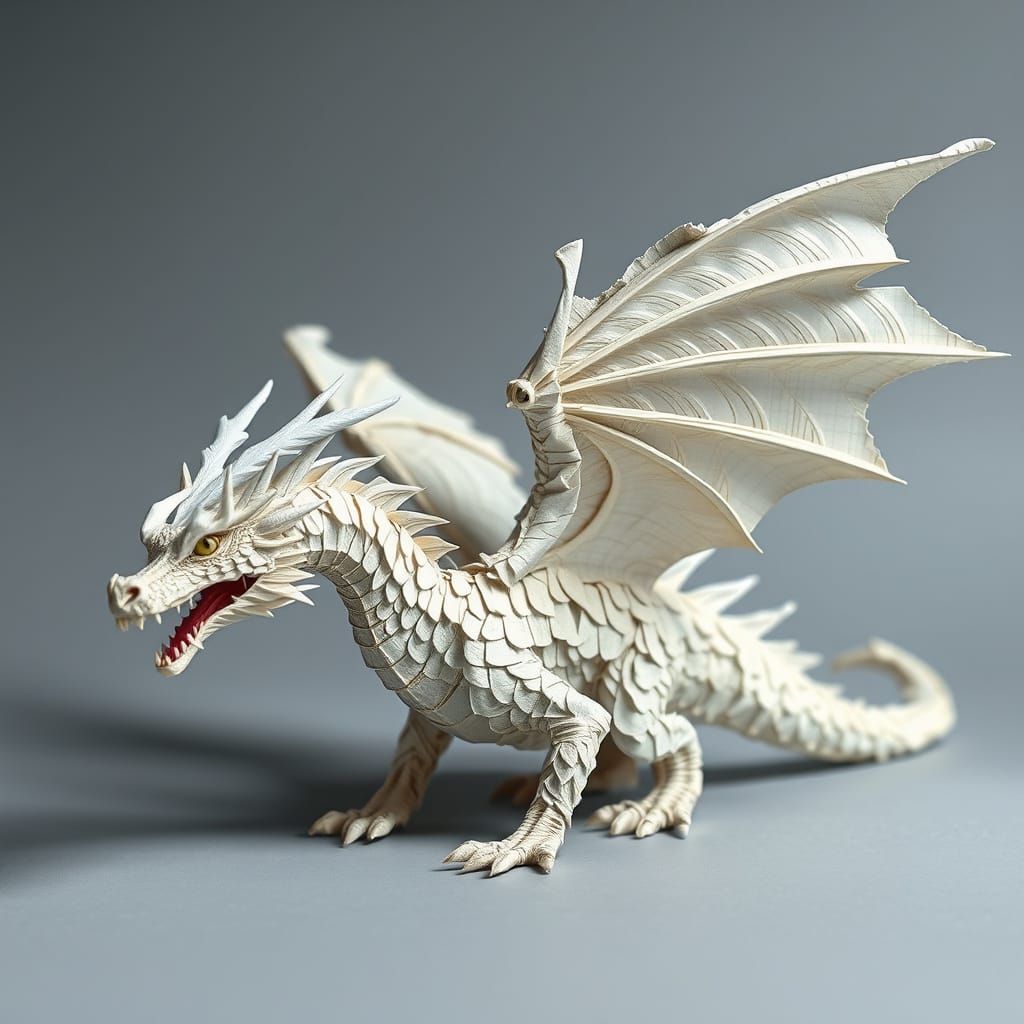 Intricate Paper Dragon with Layered Scales