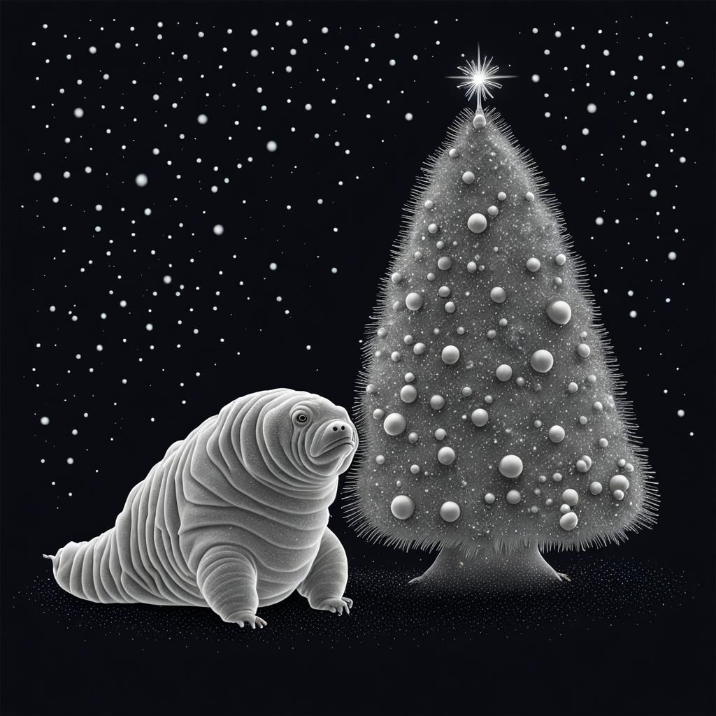 The world's smallest Christmas Tree under an electron microscopic