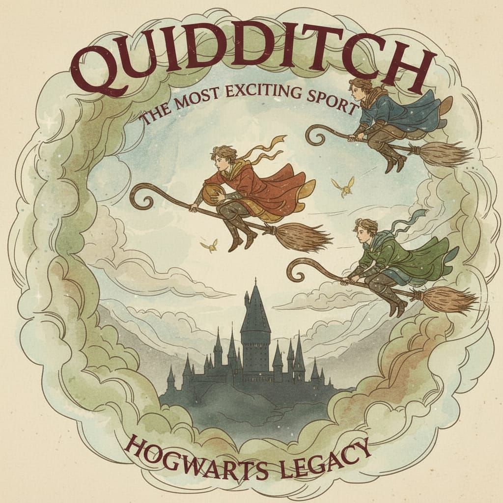 Vintage Quidditch Poster in Watercolor Style