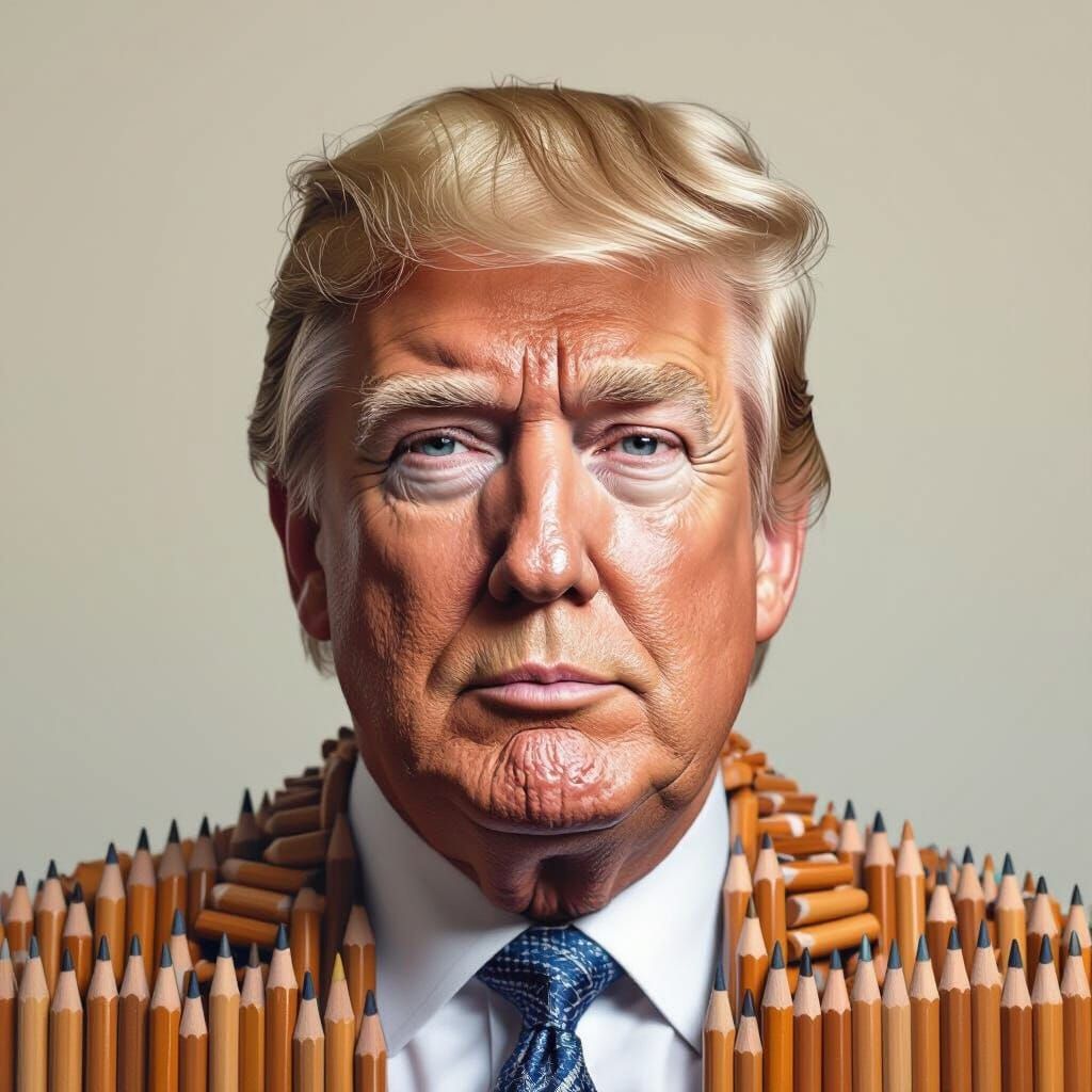 Donald Trump Portrait Made From Graphite Pencils