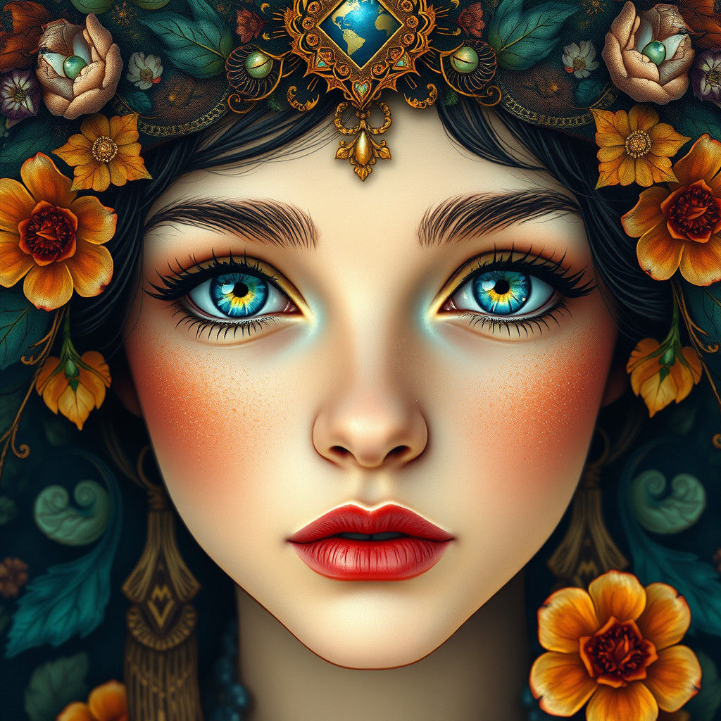 Mesmerizing Portrait in Art Nouveau Style
