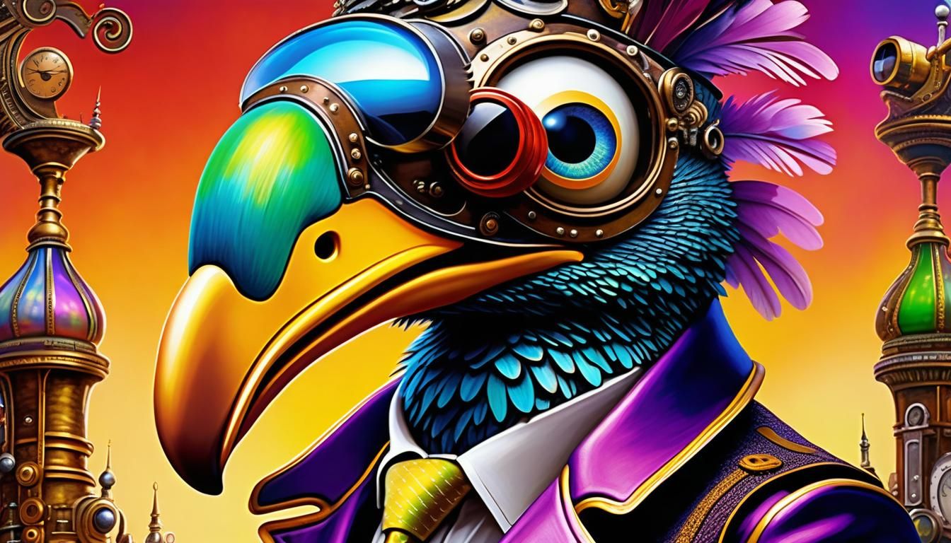 Whimsical Steampunk Dodo Bird in Vibrant Costume