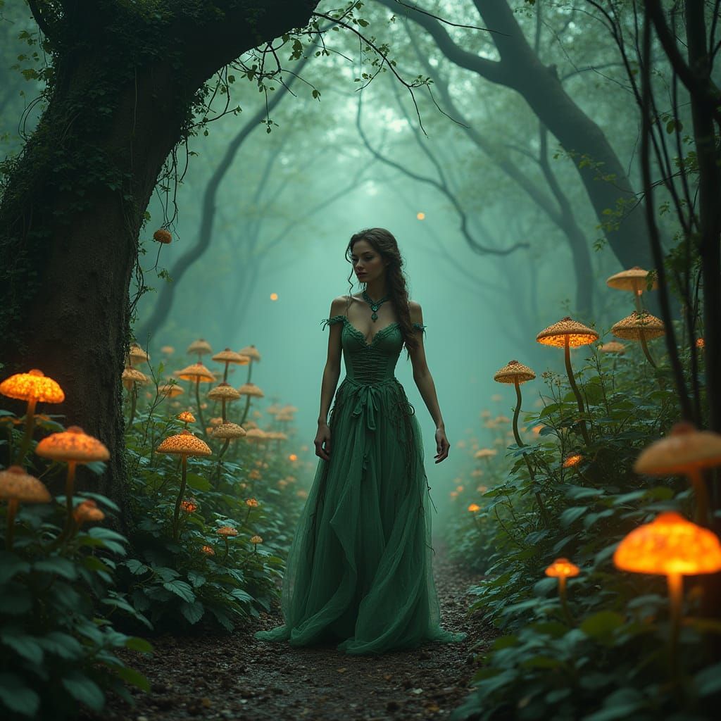 Scarlett O'Hara in a Surreal Ruined Garden
