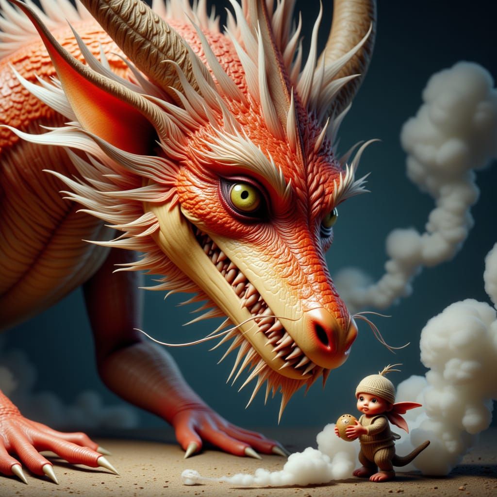 Hyperrealistic Dragon Snout with Tiny Critter