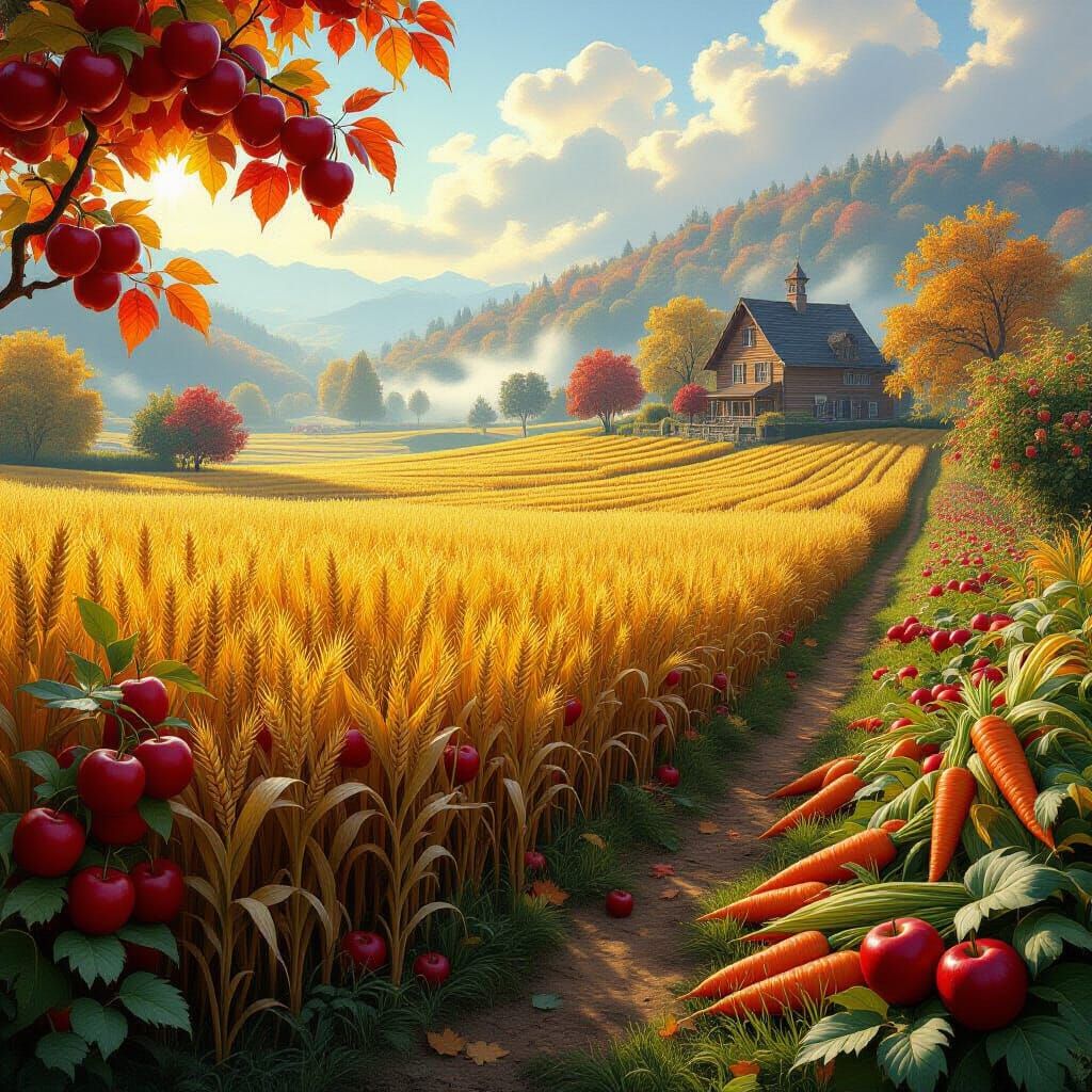 Bountiful Autumn Harvest in Ethereal Fantasy Colors