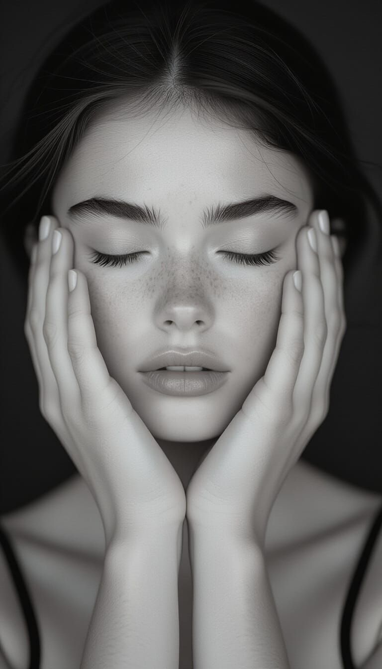 Black and White Portrait of a Frail Girl